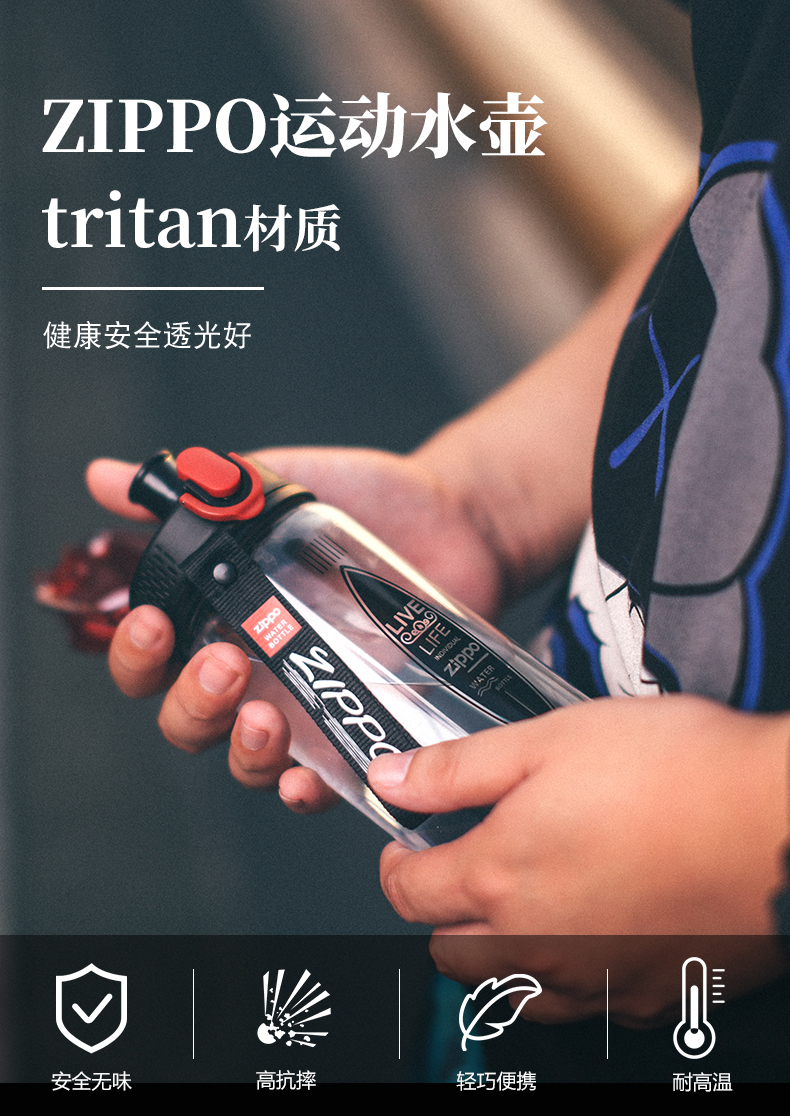 美国 zippo 运动水壶 进口Tritan材质 500ml 图1