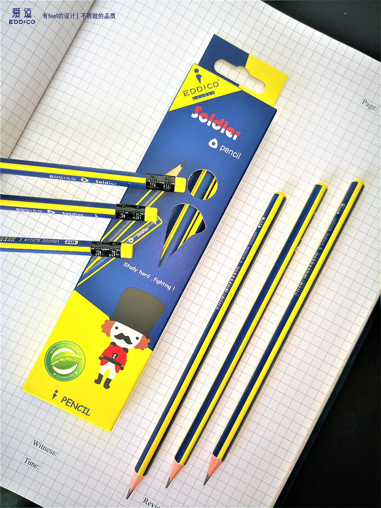 Primary school students HB wooden pencil British Eddico loves to tease soldiers drawing lead-free poisonous writing and painting stationery new products