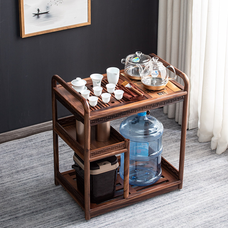 Walnut Mobile Tea Table Tea Table Tea Table Tea Set Solid Wood Tea Table HouseBuilding Tea Stand