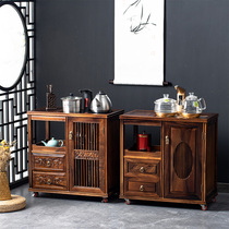 Tea car walnut mobile tea table kettle integrated home new Chinese tea cabinet shelf living room tea table and side cabinet