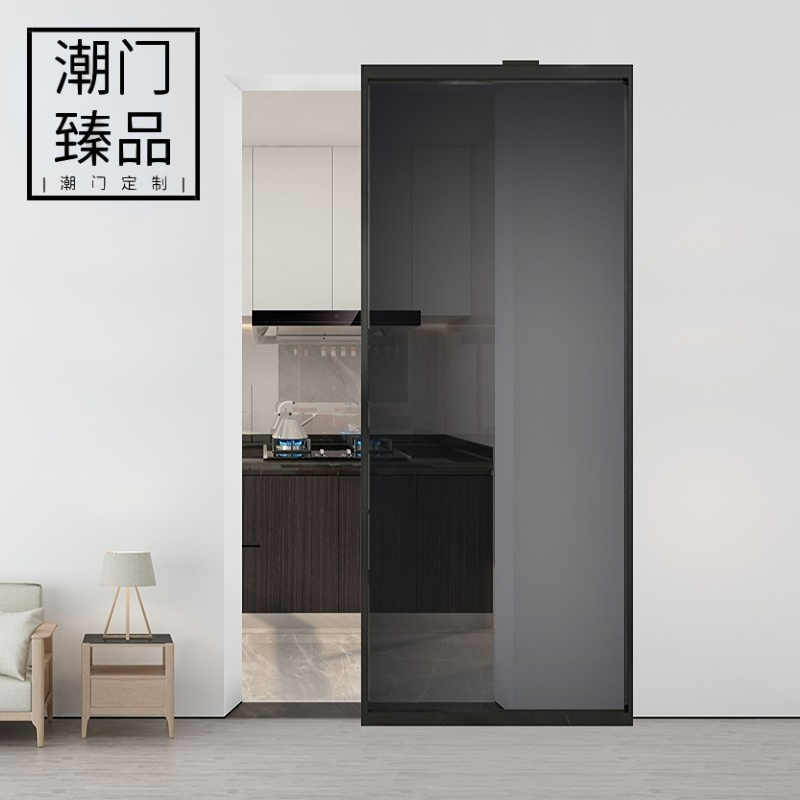 Ghost door trackless door Nordic barn door invisible hanging wheel sliding door kitchen sliding door partition hanging sliding door sliding door