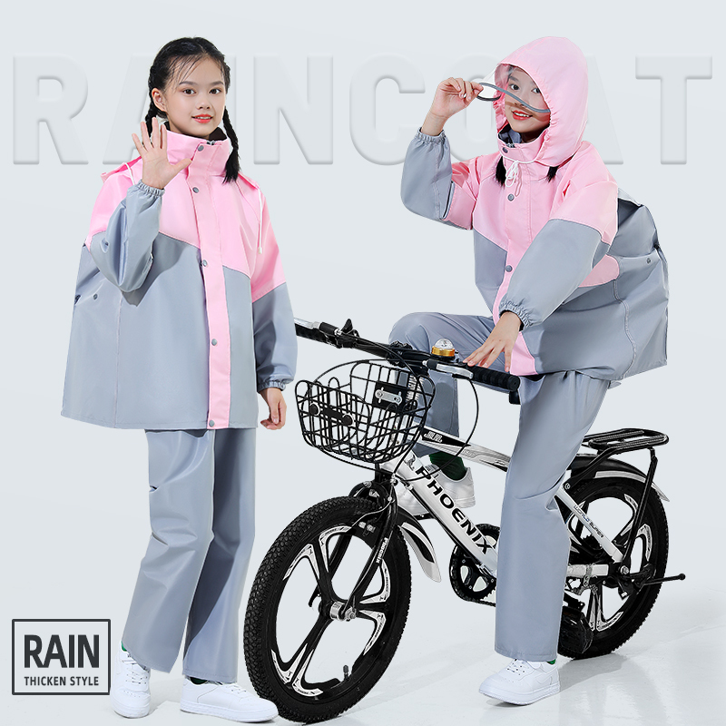 Children's Raincoat and Rain Pants for Middle and Primary School Students, Specifically for Girls, Suitable for Cycling and Riding Bicycles, Separate Set for Older Children