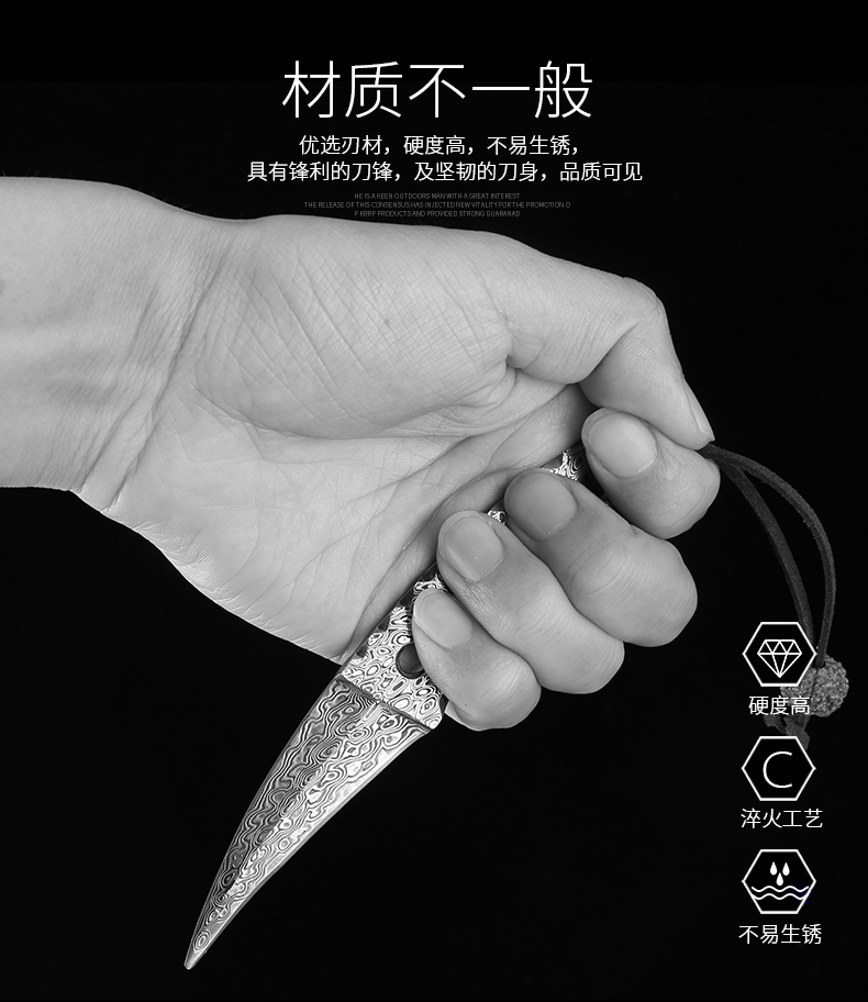 Dao thép Damascus có độ cứng cao, dao rèn sắc bén với công cụ phòng thủ dao quân dụng - Công cụ Knift / công cụ đa mục đích dao găm