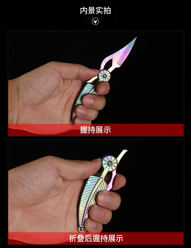 Chiến thuật Damascus Steel Folding Dao Pocket Pocket ngoài trời Sharp Mini Portable Công cụ quân sự Tự vệ gấp dao - Công cụ Knift / công cụ đa mục đích dao phượt đa năng