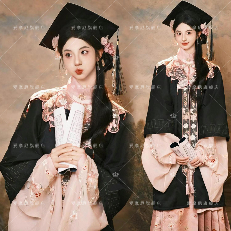 Photo Studio New Chinese Style Hairpin with Ming Dynasty Hanfu Mamian Skirt Design, Paired with Academic Gown, Graduation Gown, Ming Dynasty Hanfu for Women