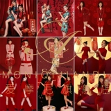 2025 Новогодняя тематическая одежда, фотостудия, китайский стиль, красный праздничный сладкий Cheongsam, персональная фотохудожественная фотография