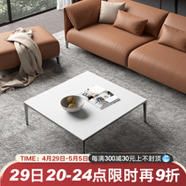 Dli Fengyan board pure white rock board tea table Nordic small family type square size tea table combination living room aluminum alloy