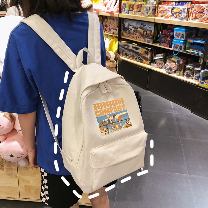 Japanese version of canvas ancient sense girl school bag Female Korean version of high school ins wind simple college student campus shoulder bag