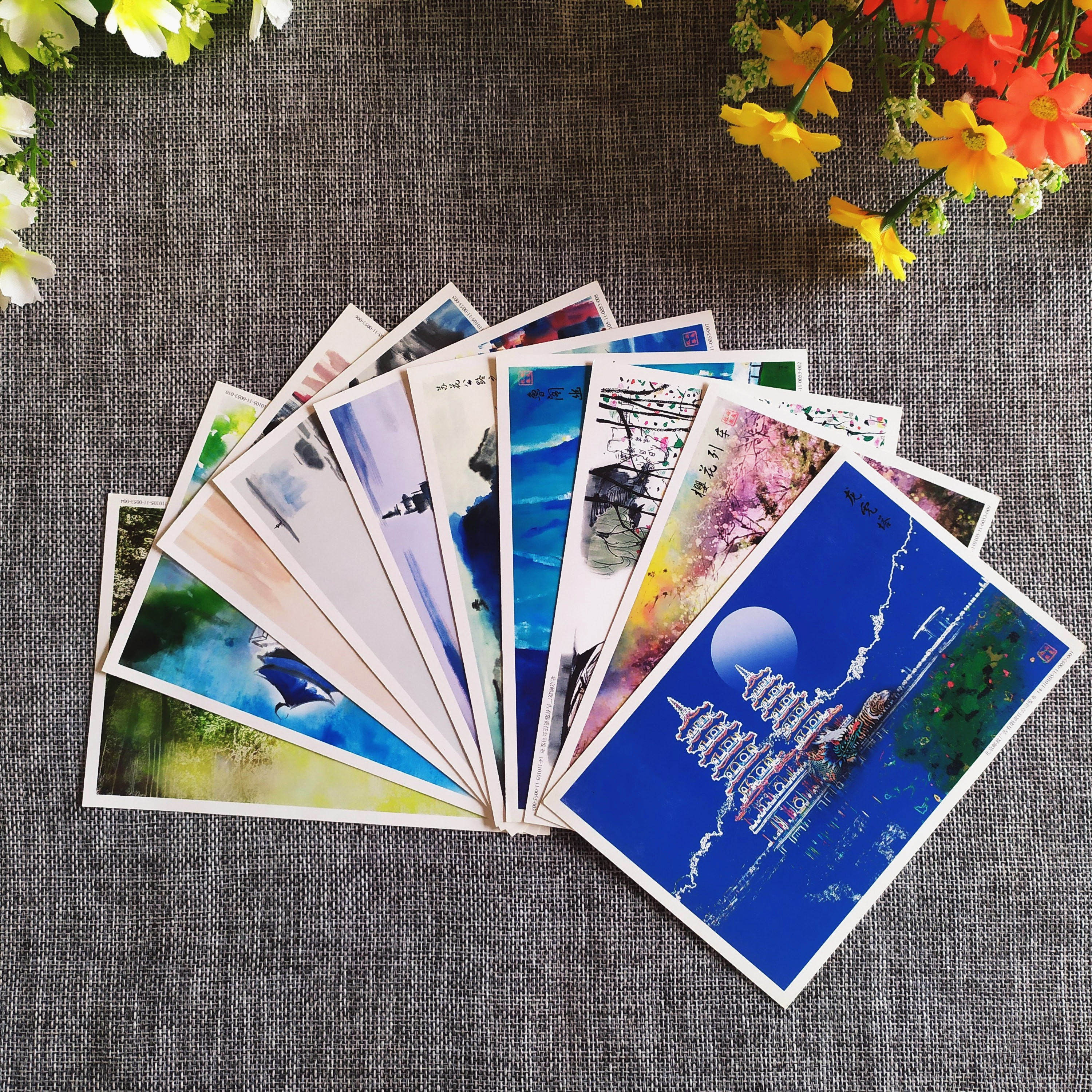 Le Post Taiwan hand-painted 80 points postage postcard 10 painting art tourism commemorative postal copying card