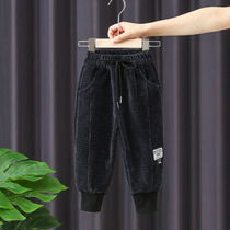 Boy Pants Autumn Winter Clothing 2021 New Children Winter Plus Suede Pants Baby Autumn Winter Integrated Suede Casual Pants