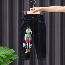 Boy pants spring autumn style 2021 new children Soft jeans Baby autumn handsome trendy Korean version of the wave cool