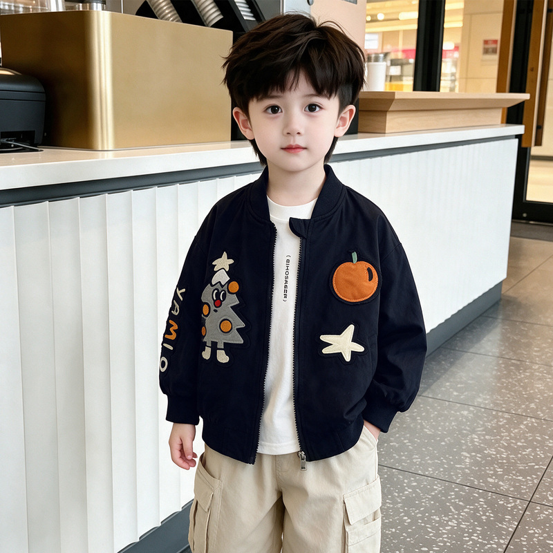 Boys' Baseball Jacket Autumn 2026 New Style Children's Outerwear Spring and Autumn Stylish and Fashionable Cartoon Top for Toddlers Boys' Baseball Jacket Autumn 2026 New Style Children's Outerwear Spring and Autumn Stylish and Fashionable Cartoon Top for Toddlers
