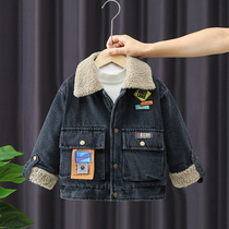 Boy gush coat 2021 autumn winter new children winter clothes foreign air thickened denim clothes baby winter blouses