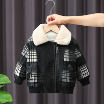 Boys jacket 2021 new autumn and winter clothing children Cavet thickened leather jacket foreign air baby winter handsome tide clothes