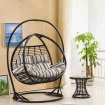 Building a dream home balcony terrace rough rattan sling chair outdoor courtyard double rocking chair swing rattan adult hanging basket Green