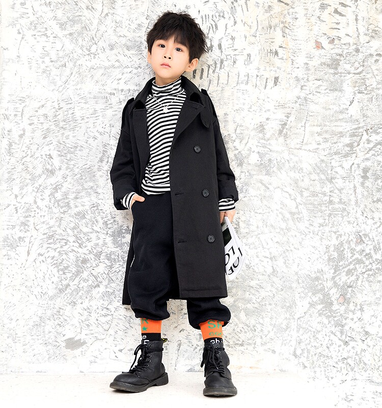 Boy's windcoat jacket autumn clothing 2020 new children's long version of the European and American wind, the mid-autumn Korean version of the Qiaoku