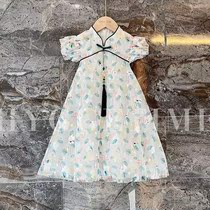 X035 girls qipao dress with dress 2022 Summer retro Chinese wind superfairy main dress