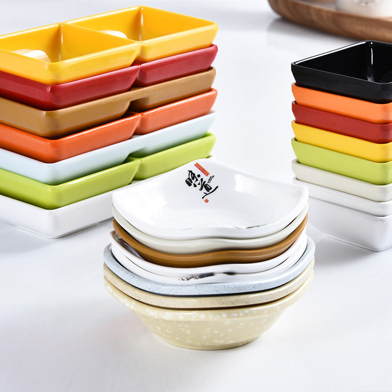 Top grid melamine imitation porcelain small dish Quartet self-service hot pot restaurant tableware dipped in water dish seasoning dish taste dish dipped in soy sauce vinegar dish