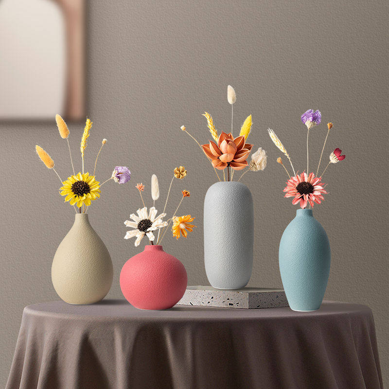 Handmade ceramic small vase ornaments home dining table decoration living room flower arrangement dry flower decoration decoration