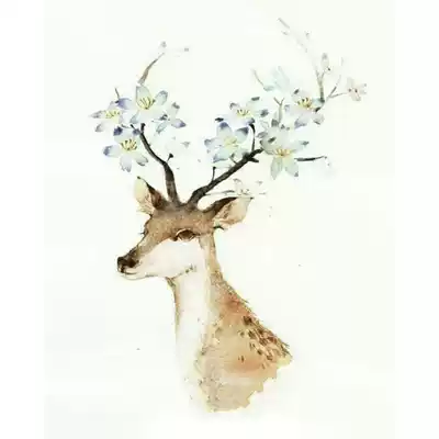 DIY digital oil painting landscape snow scene character animation animal deer head living room decoration painting simple European style mural