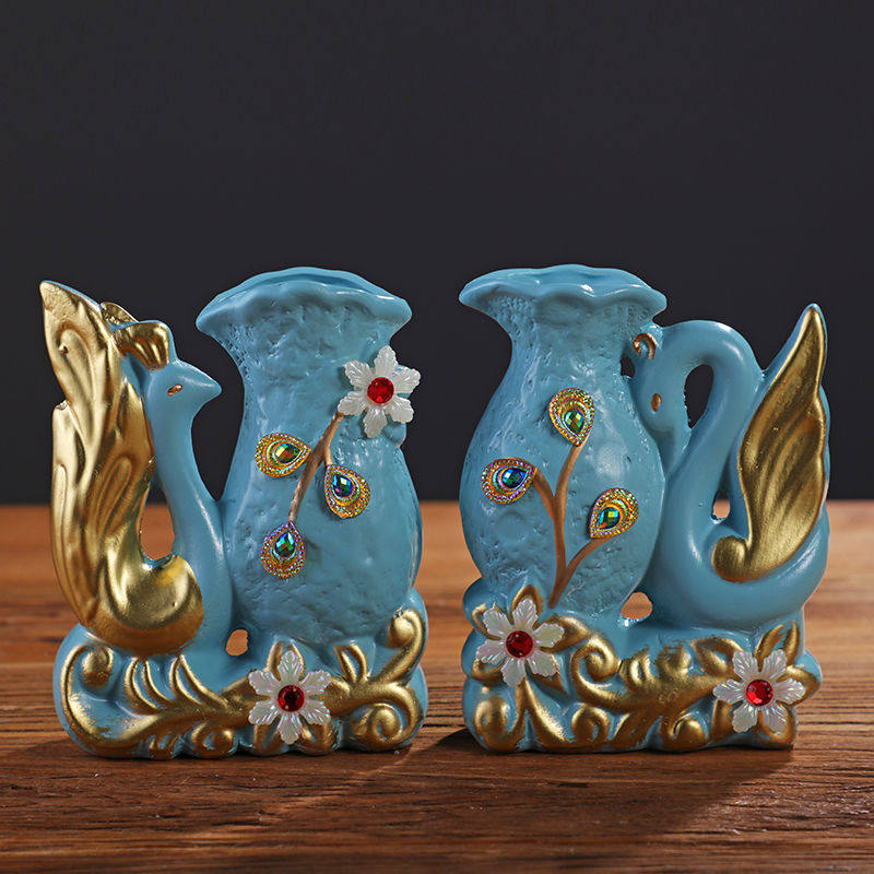 Eurostyle ceramic vase emulated flower suit Living room TV wine cabinet Home Fashion decoration swinging and creative tea table