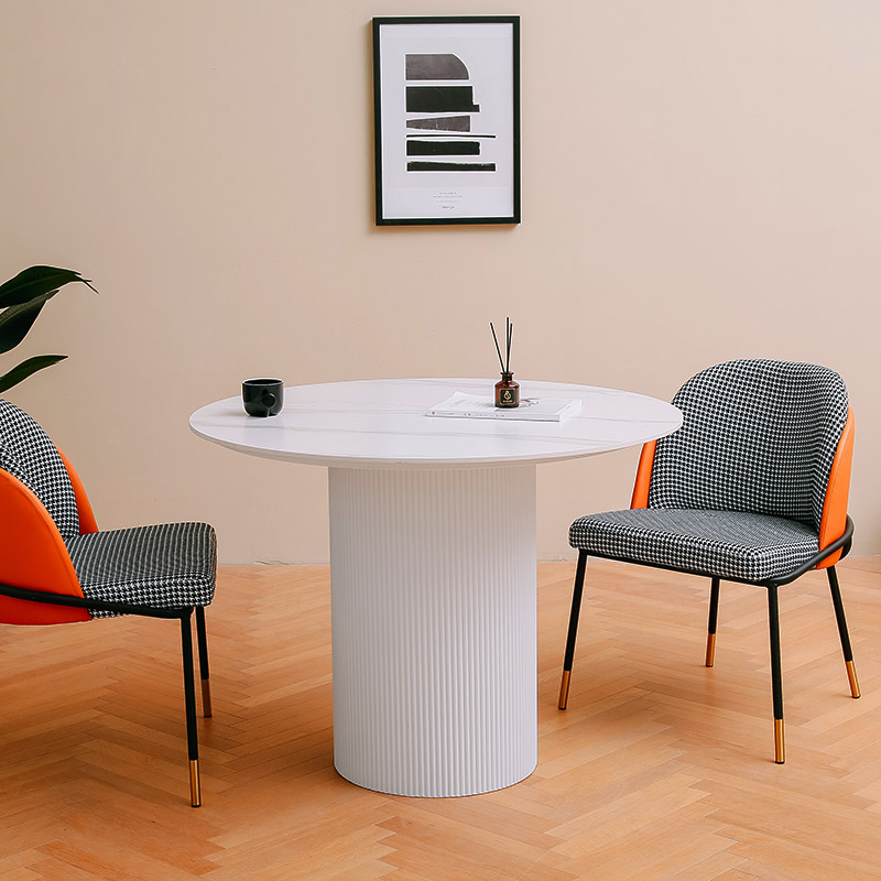 Minimalist Round Table Rock Board Dining Table Small Apartment Household Leisure Round Table INS Table Roman Column