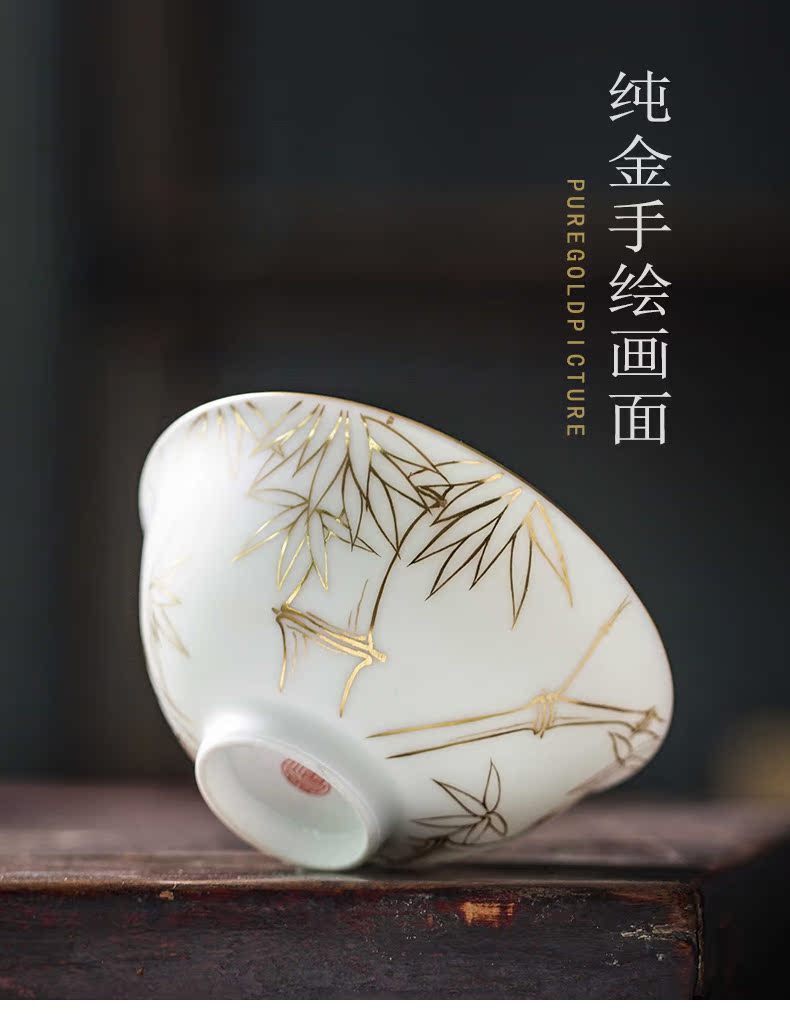 Pure manual white porcelain jingdezhen ceramic cups large single master cup Pure hand - made kung fu tea sample tea cup