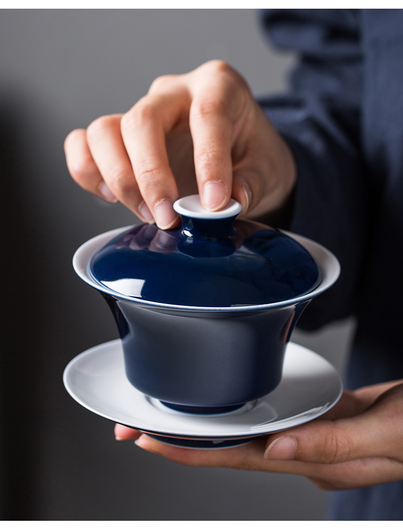 Ji blue it tureen tea cups a single large pure manual jingdezhen ceramic two kung fu tea tea bowl