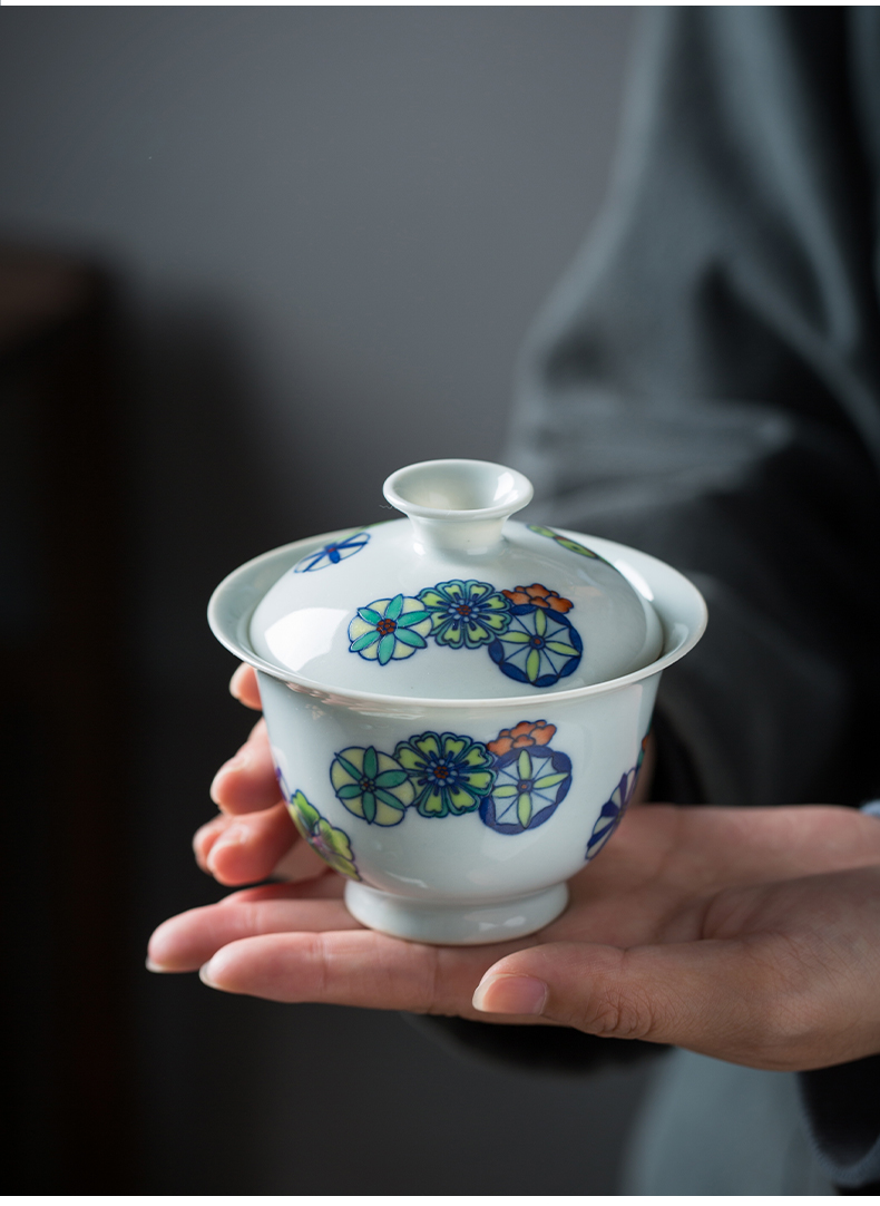 Jingdezhen blue and white color bucket only two tureen tea cups a single pure manual chenghua hand - made large hot tea bowl