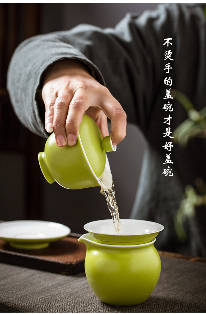 Three tureen large single tea bowl cups of jingdezhen restoring ancient ways is not only a hot checking ceramic tea set