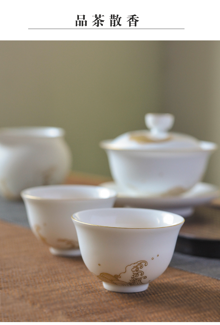 Pure hand - made manual single cup water line large cups of jingdezhen kung fu tea set ceramic sample tea cup masters cup