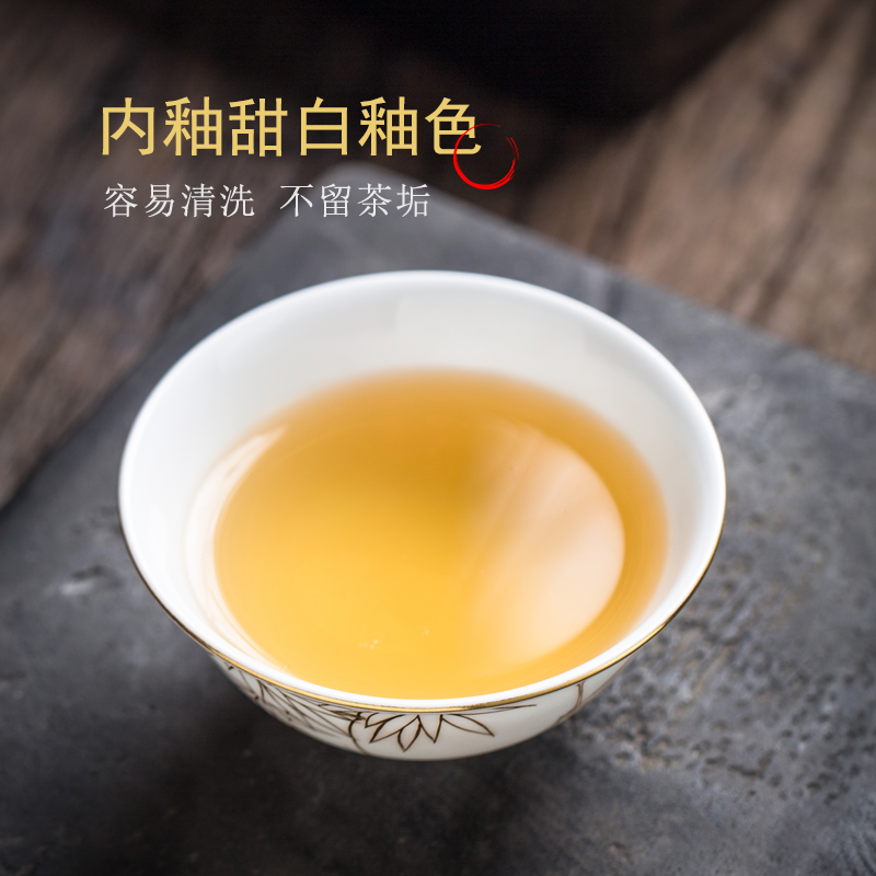 Pure manual white porcelain jingdezhen ceramic cups large single master cup Pure hand - made kung fu tea sample tea cup