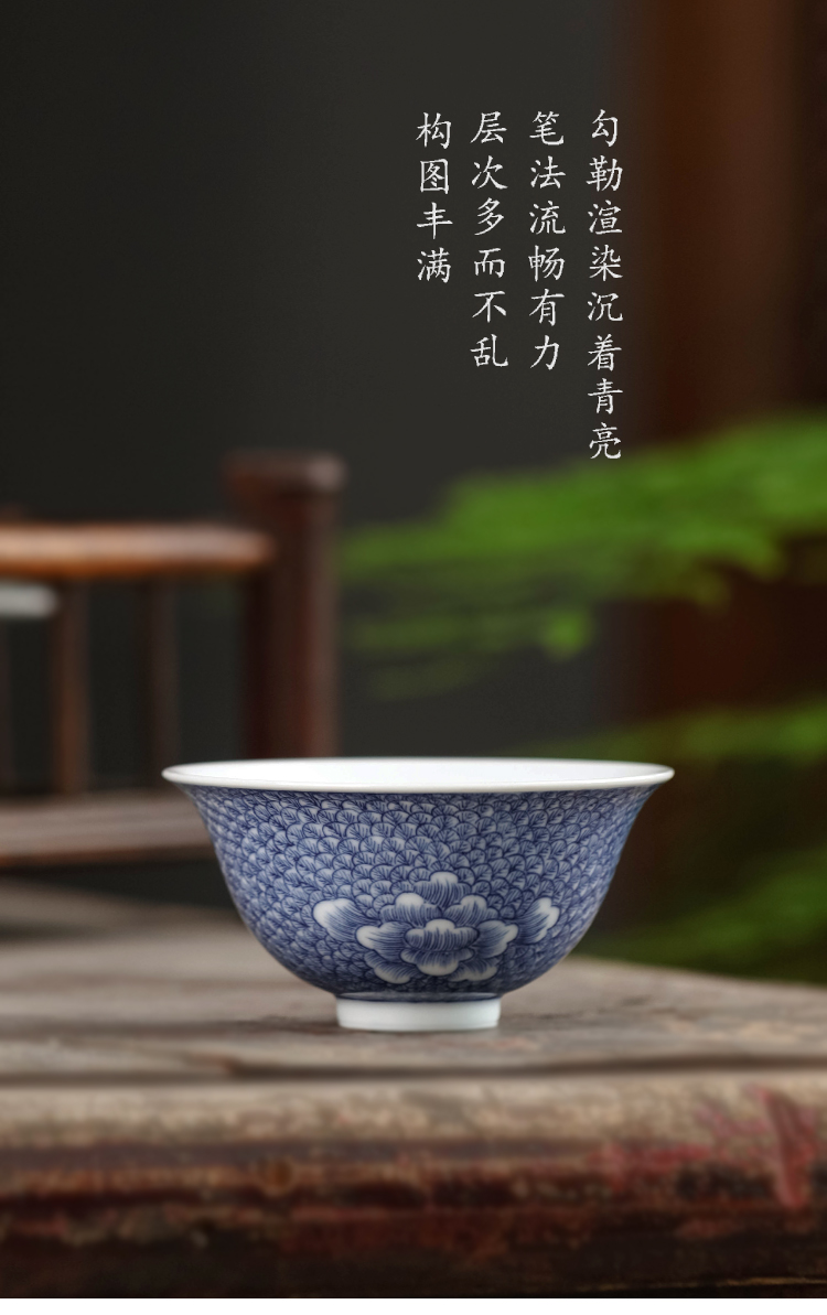 Bright product jingdezhen blue and white porcelain cups from the single ceramic tea set pure manual master cup sample tea cup bowl