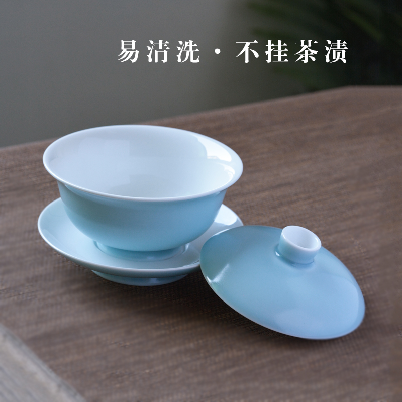 Bright product tureen large single three to jingdezhen kung fu tea tea bowl checking household ceramics making tea