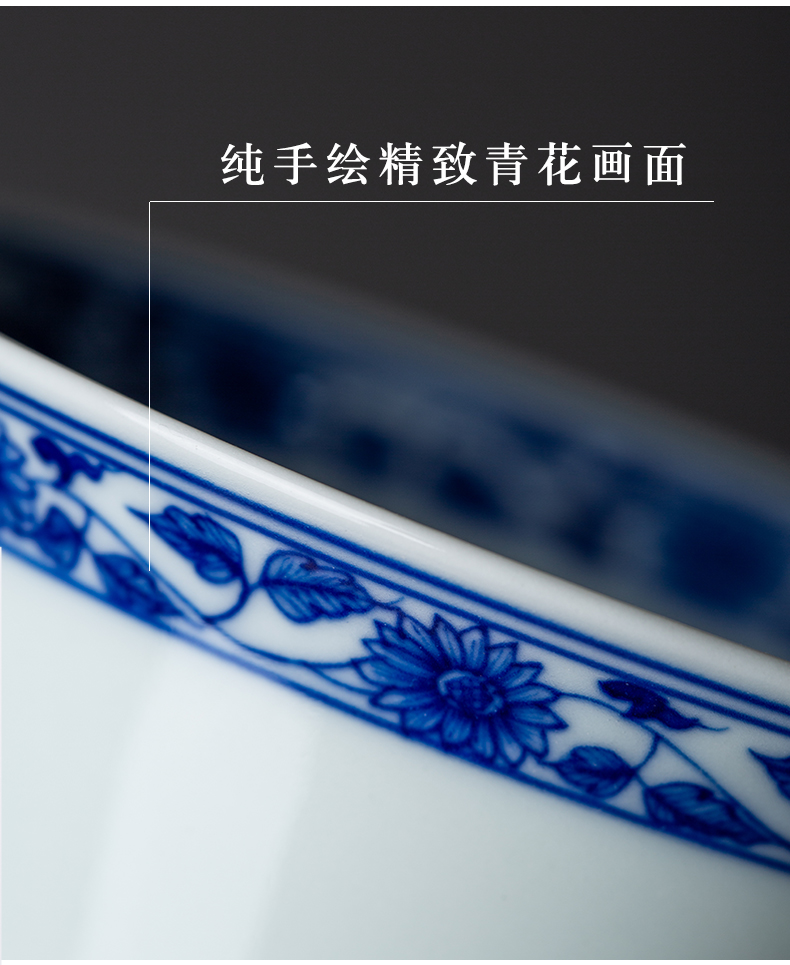 Pure manual tureen of blue and white porcelain jingdezhen single archaize three cups to make tea bowl hand - made large - sized ceramic tea set