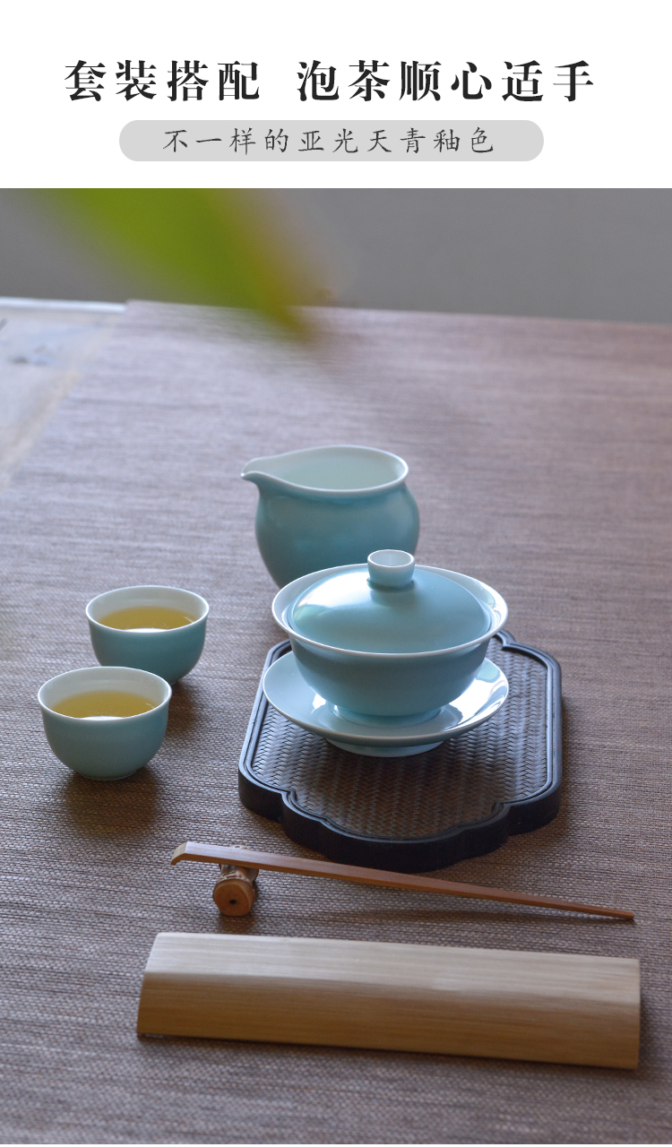 Bright product tureen large single three to jingdezhen kung fu tea tea bowl checking household ceramics making tea