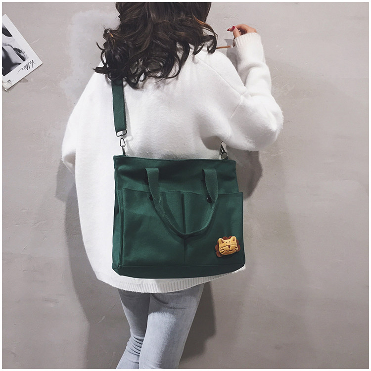 2020 large capacity bag women's bag new canvas bag women's shoulder bag men's wild college students class shoulder bag