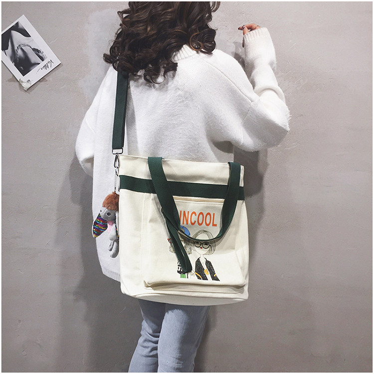 Bag shoulder bag ins Joker college students Women bag New 2020 canvas bag Women large capacity class shoulder bag