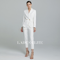LadyS Elite Pearl White Cut Angle Commuter Suit Suit Slim Long Sleeve Slim Solid Color Double breasted womens suit