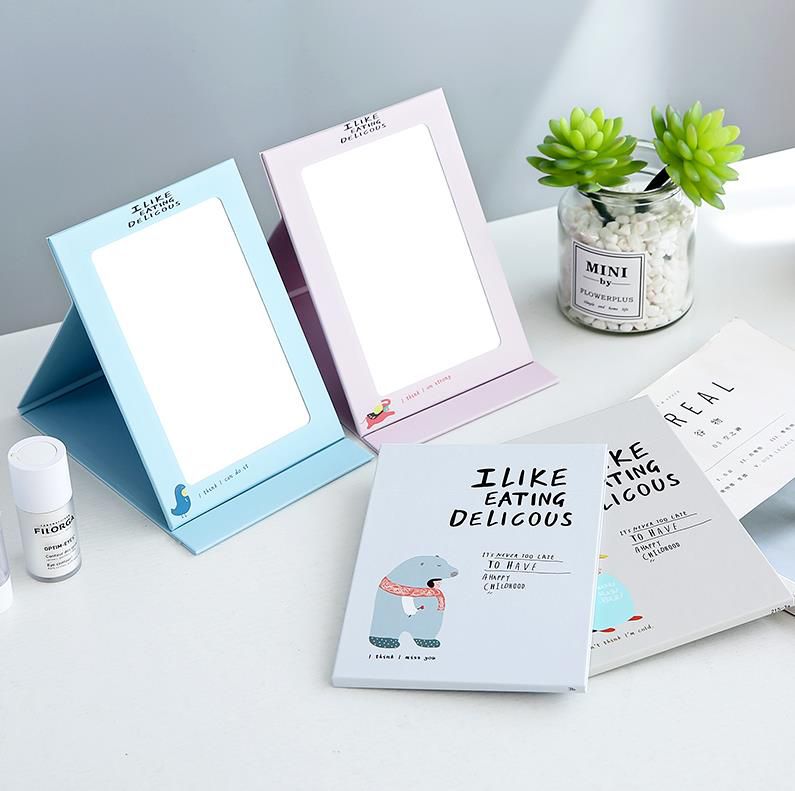 School of school Washing Suit Students University Freshmen Bed Supplies Small Mirror Table Top Stand Fold Pink Cosmetic Mirror