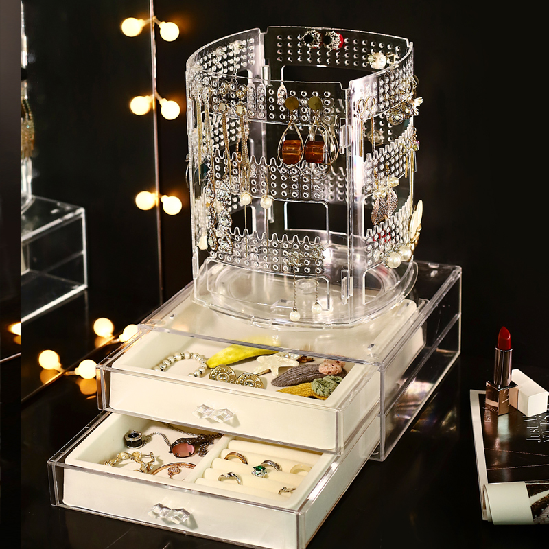 Desktop Large Capacity Earrings Nail Decorated Swivel Makeup Skin-care Products Versatile Handmade Accessories MAKEUP TABLE SHELF