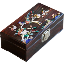 Big red rosewood jewelry box with treasures inlaid with high-end mahogany jewelry box storage box solid wood mortise and tenon retro wedding gift