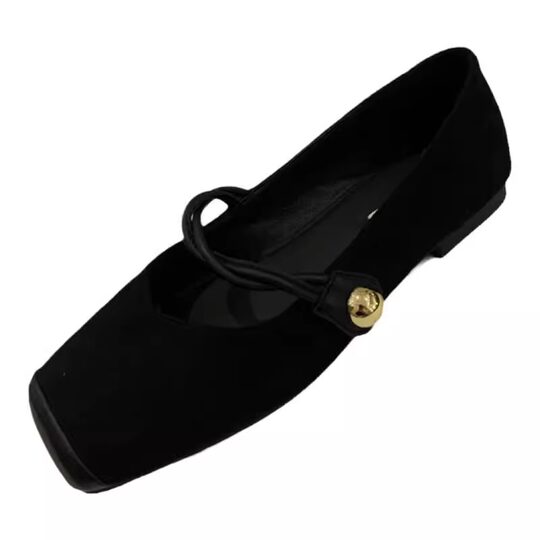 Square-Toe Women's Shoes, Spring 2025 New Style, French Flat Soft-Soled Slip-On Buckle Strap, Elegant Shallow Mary Jane Shoes