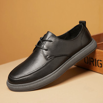 High-end Qipi Yier trendy brand Langkang hand-rubbed waxed leather mens casual leather shoes 2024 summer new style flat