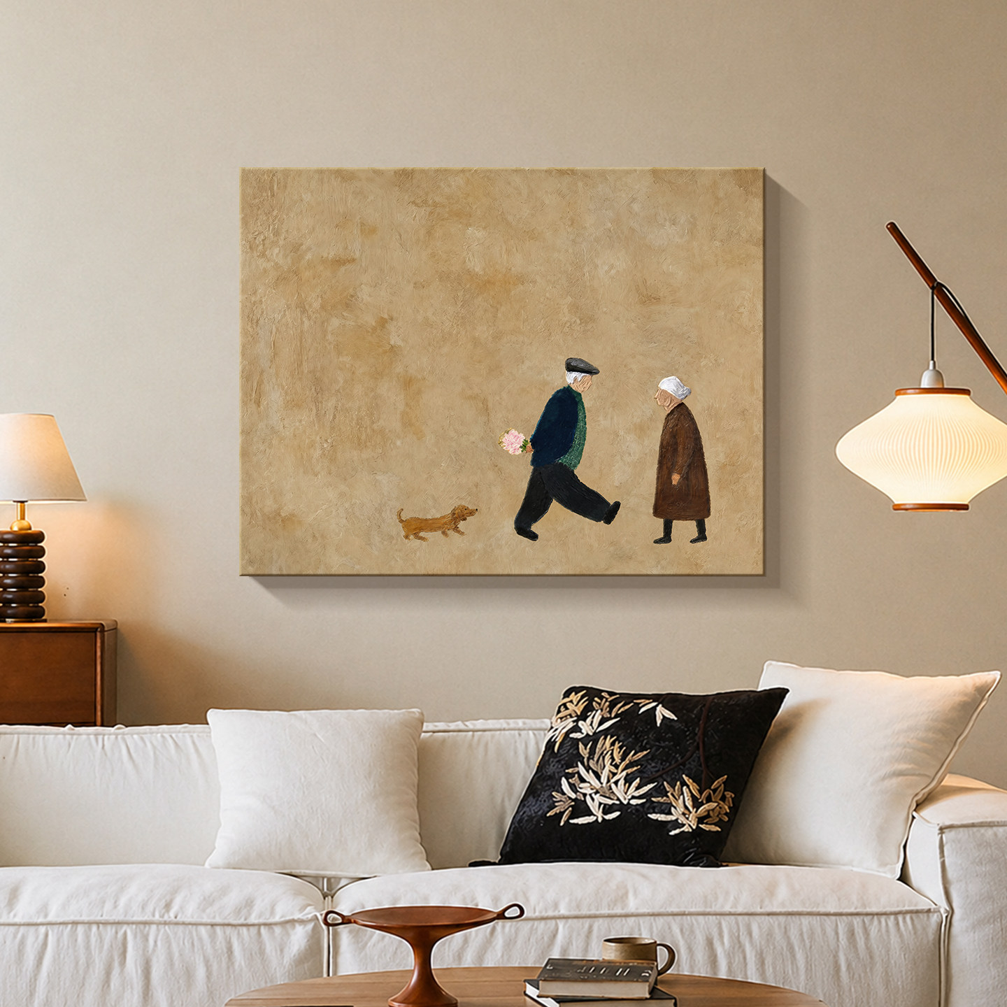 《人间慢步》法式中古风客厅装饰画包豪斯玄关柜挂画高级感卧室画