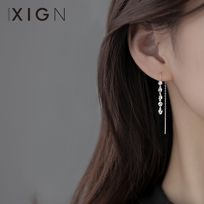 XIGN leaf ear necklace pure silver sensual long version eardrop woman 2022 new wave ear-pin summer earrings earrings 2021