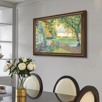American dining room decorative painting Monet pure hand-painted oil painting high-end dining room hanging painting European style living room new mural