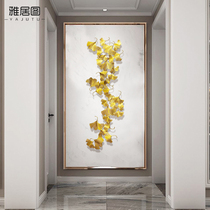 Modern bedroom Metal Wrought iron Ginkgo leaf wall hanging Entrance corridor aisle wall decoration Pendant wall decoration