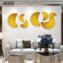Light luxury new Chinese metal wrought iron wall decoration Living room dining room wall decoration pendant Fan-shaped background wall decoration
