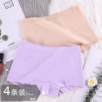 Large size flat corner underwear female type pure cotton high waist lady Four corner underpants woman fat mm full cotton zig flat foot shorts head